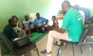 Yaba community farmers discussing climate change with MAWA-Foundation